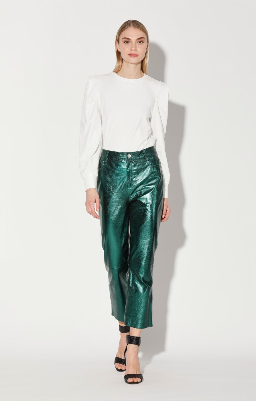 Walter Baker Selma Pant, Emerald Metallic-Leather | Leather