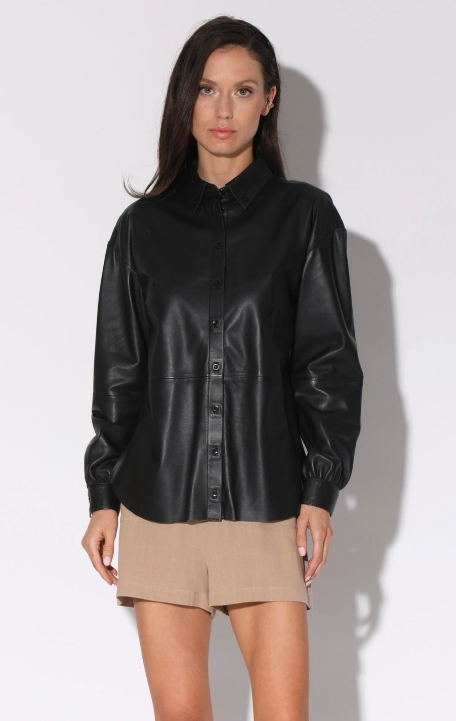 Walter Baker Jaycee Top, Black-Leather | Tops