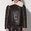 Walter Baker Mariah Jacket, Mocha Leather Off White Fur-Leather Shearling | Leather