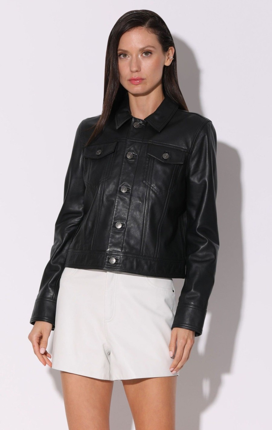 Walter Baker Laine Jacket, Black-Leather | Leather