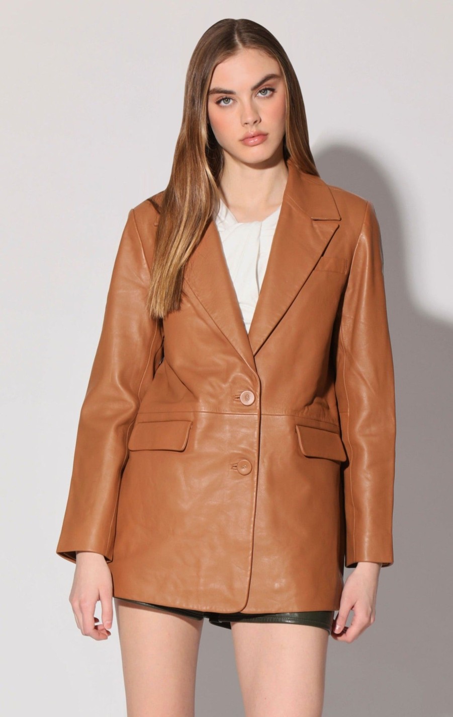 Walter Baker Kiki Blazer, Camel-Leather | Jackets