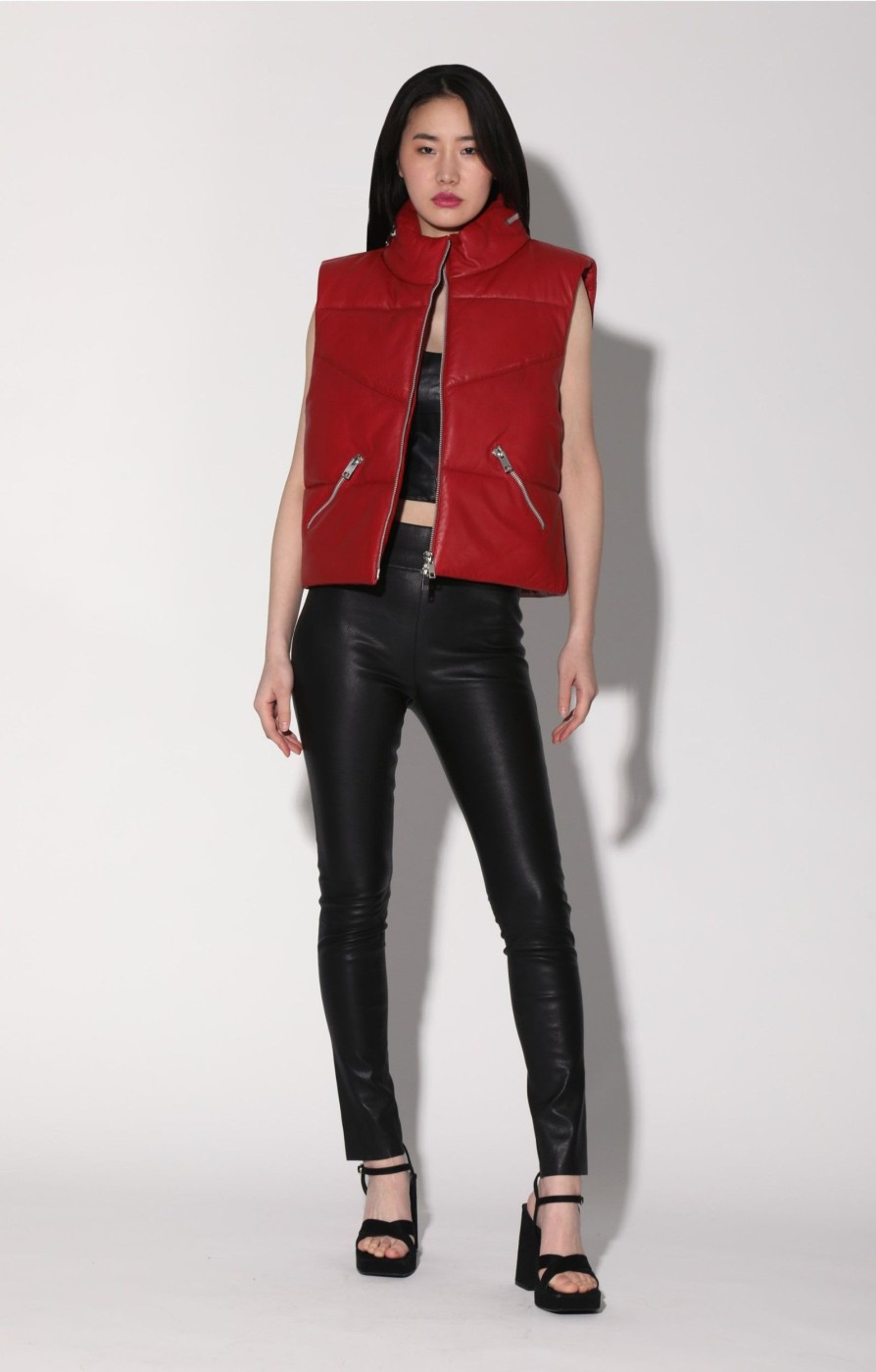 Walter Baker Landon Vest, Red-Puffer Leather | Jackets