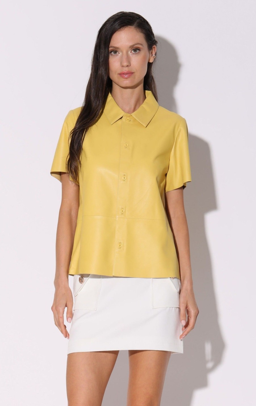 Walter Baker Eros Top, Pale Yellow-Leather | Leather