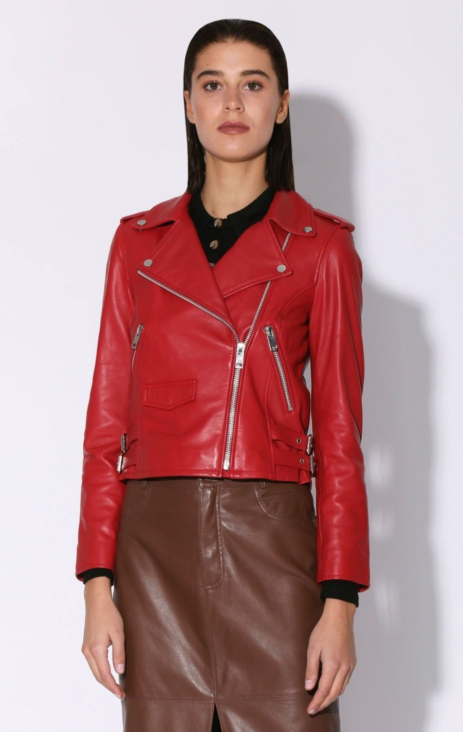 Walter Baker Liz Jacket, Red-Leather | Leather