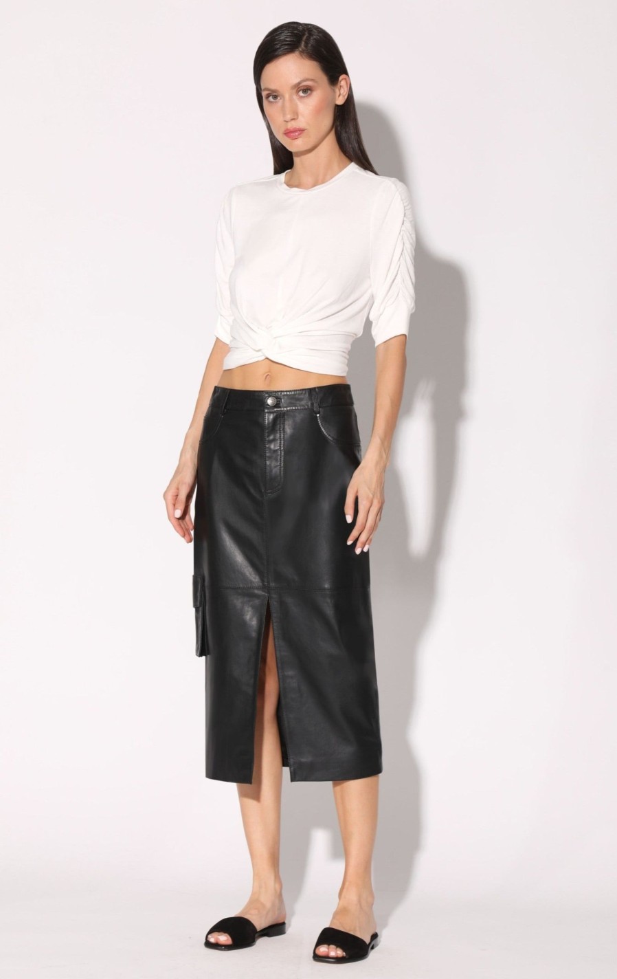 Walter Baker Selene Skirt, Black-Leather | Leather