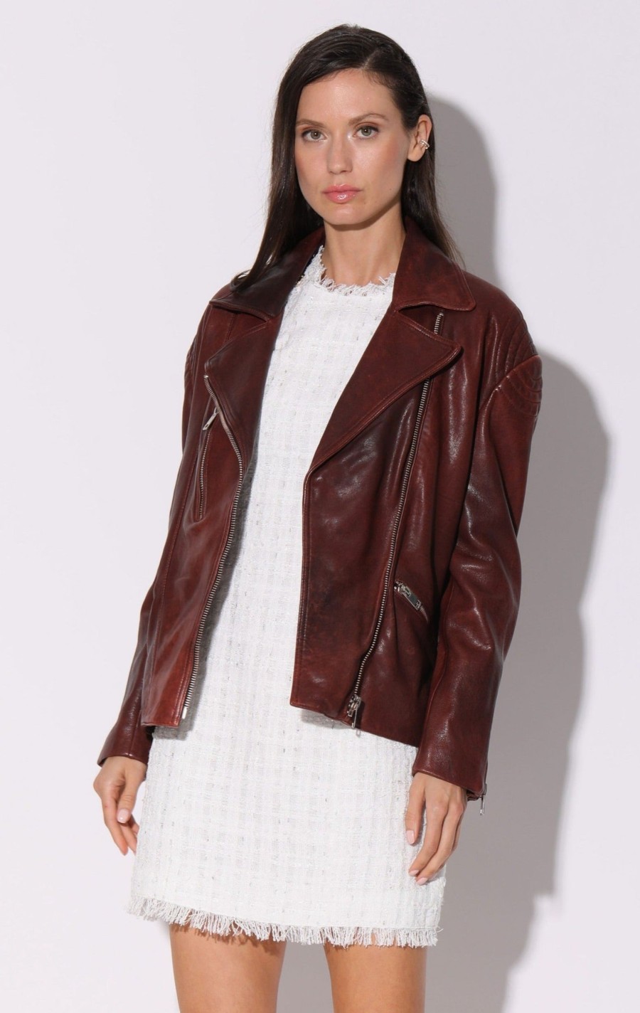 Walter Baker Alexa Jacket, Redwood-Leather | Leather