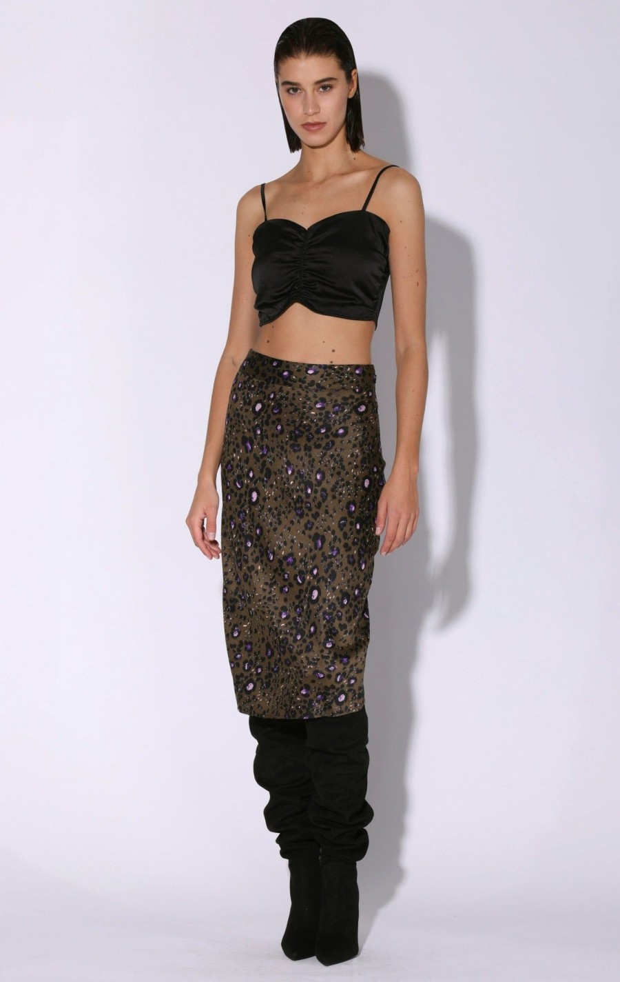 Walter Baker Daya Skirt, Olive Leopard | Bottoms