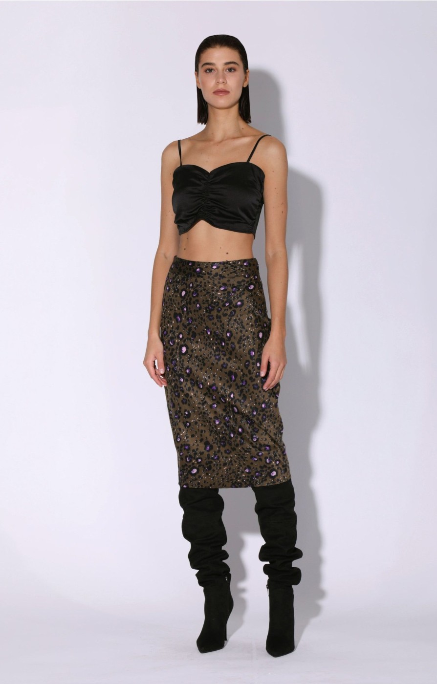 Walter Baker Daya Skirt, Olive Leopard | Bottoms