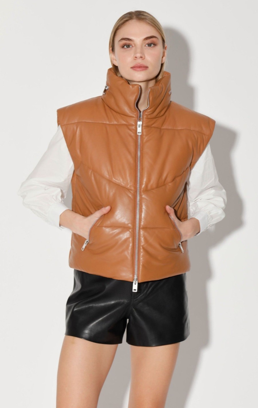 Walter Baker Landon Vest, Camel-Puffer Leather | Jackets