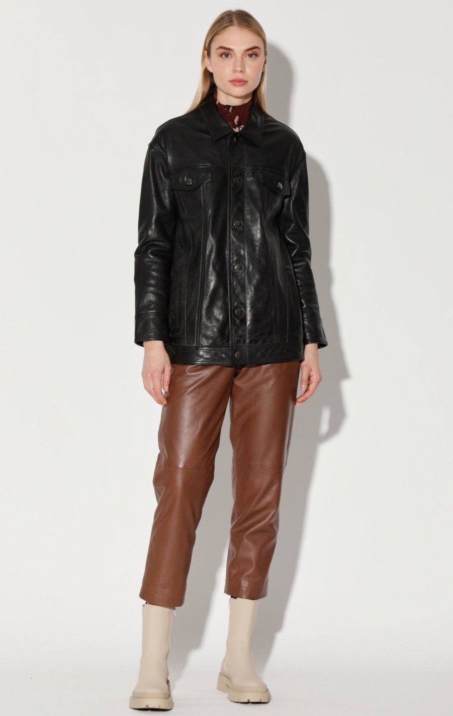 Walter Baker Sutton Jacket, Black-Vt Wash Leather | Leather