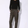 Walter Baker Levie Pant, Moss-Leather | Bottoms