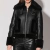 Walter Baker Lianna Jacket, Black Leather/ Black Fur | Leather