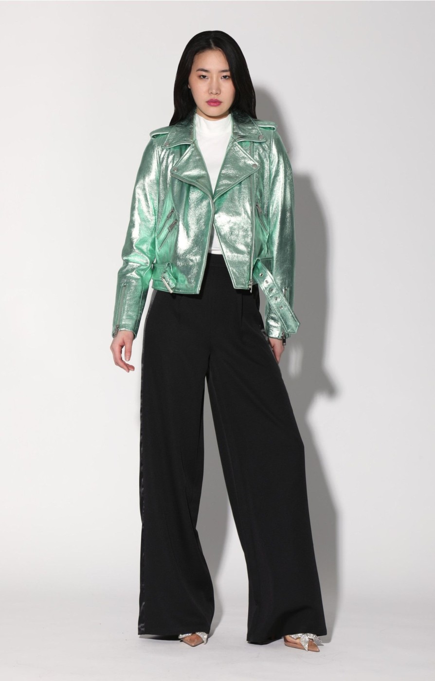 Walter Baker Allison Jacket, Mint Metallic-Leather | Jackets