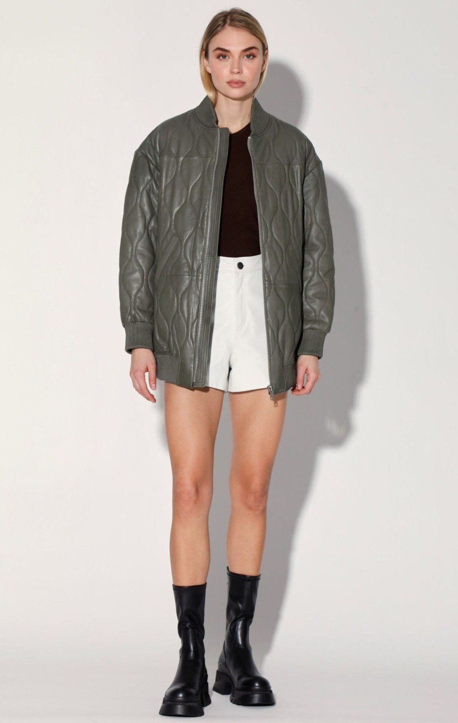 Walter Baker Kyrie Jacket, Army-Puffer Leather | Leather