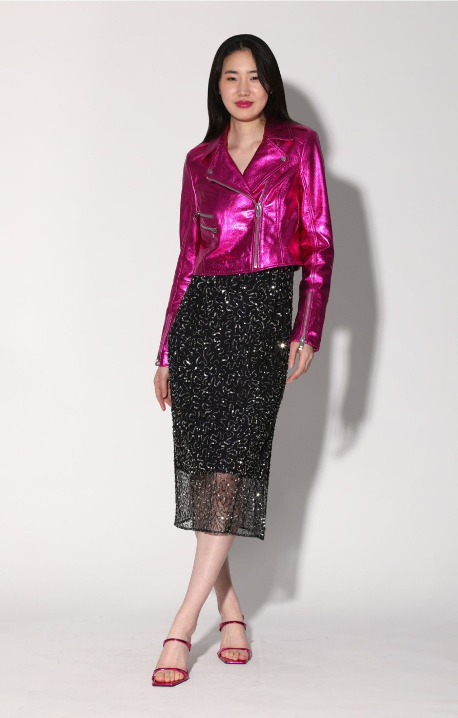 Walter Baker Jenny Jacket, Fuchsia Metallic-Leather | Leather