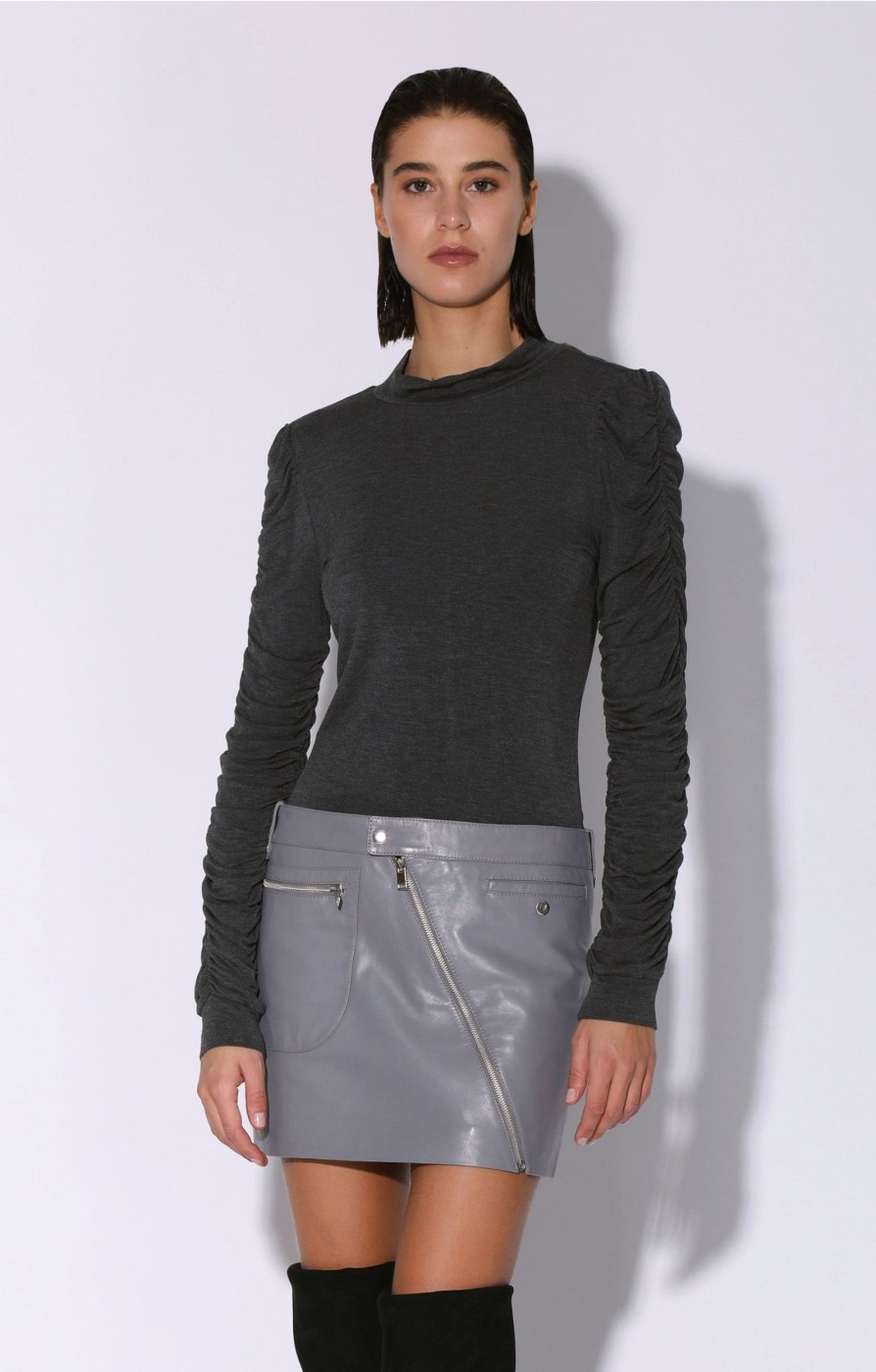 Walter Baker Gavriel Skirt, Granite-Leather | Leather