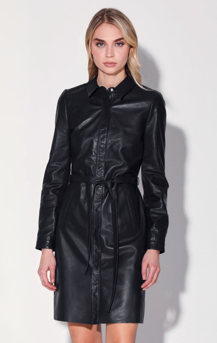 Walter Baker Clara Dress, Black-Leather | Dresses