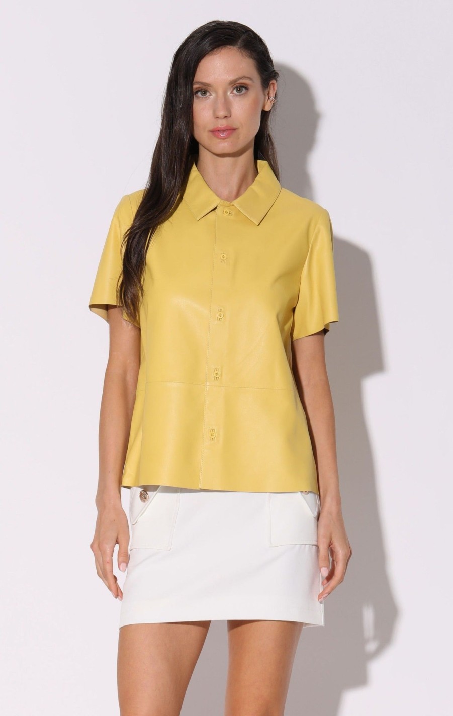 Walter Baker Eros Top, Pale Yellow-Leather | Tops