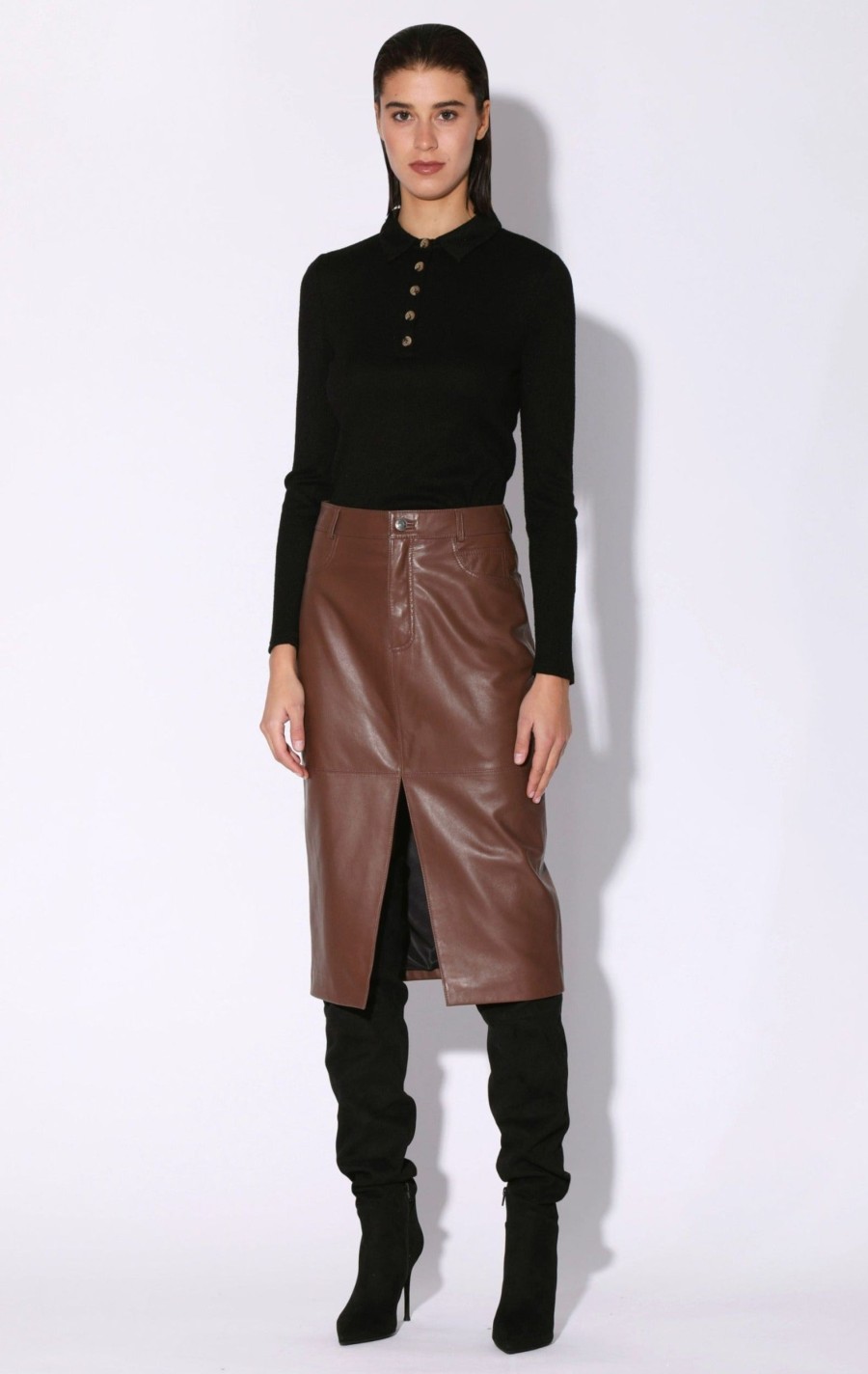 Walter Baker Glynice Skirt, Walnut-Leather | Leather