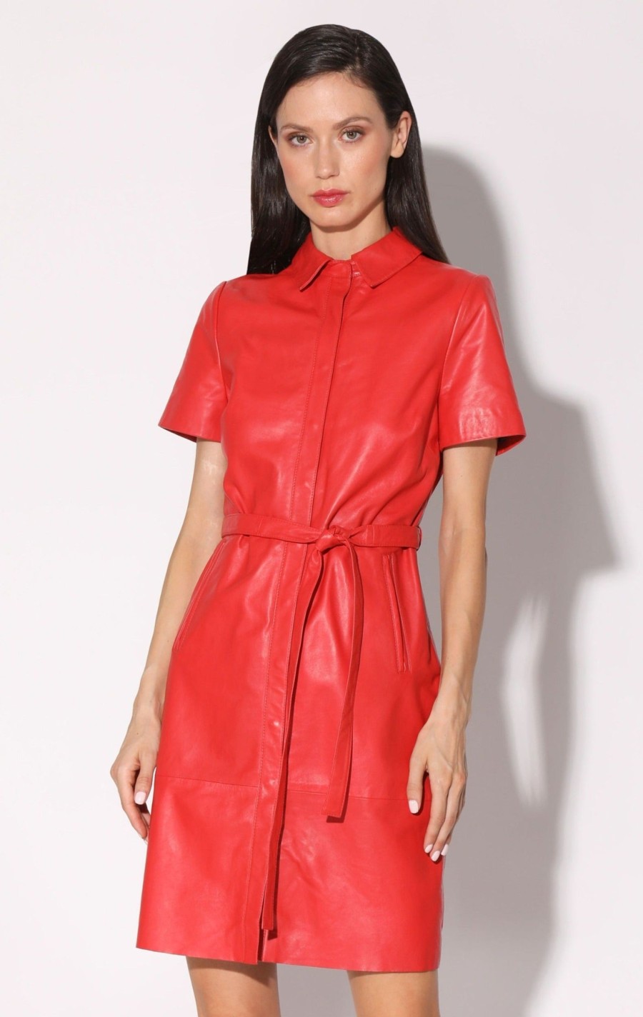 Walter Baker Chloe Dress, Scarlet-Leather | Dresses