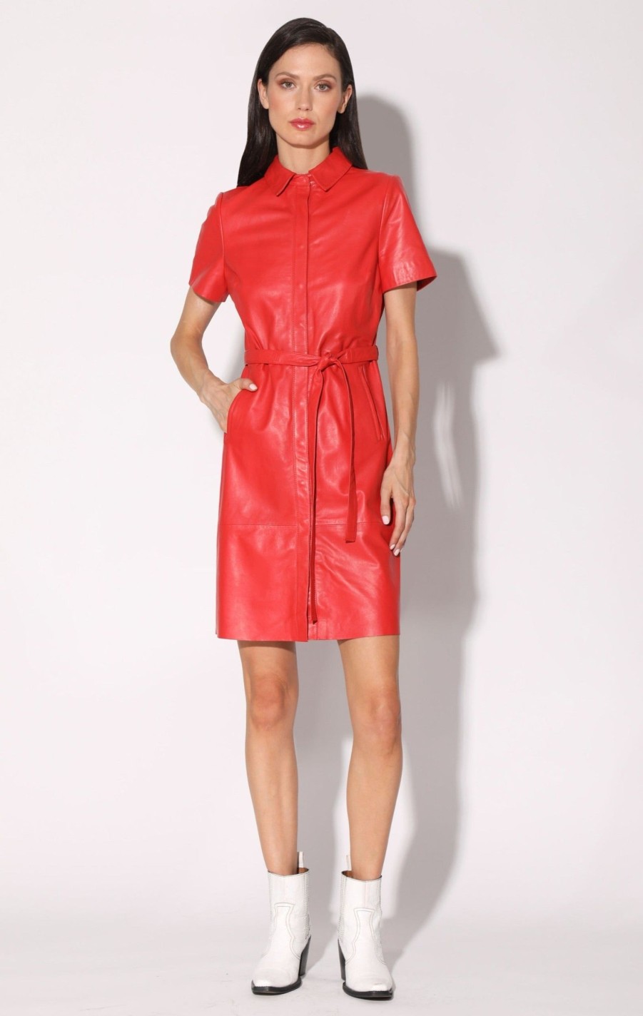 Walter Baker Chloe Dress, Scarlet-Leather | Dresses