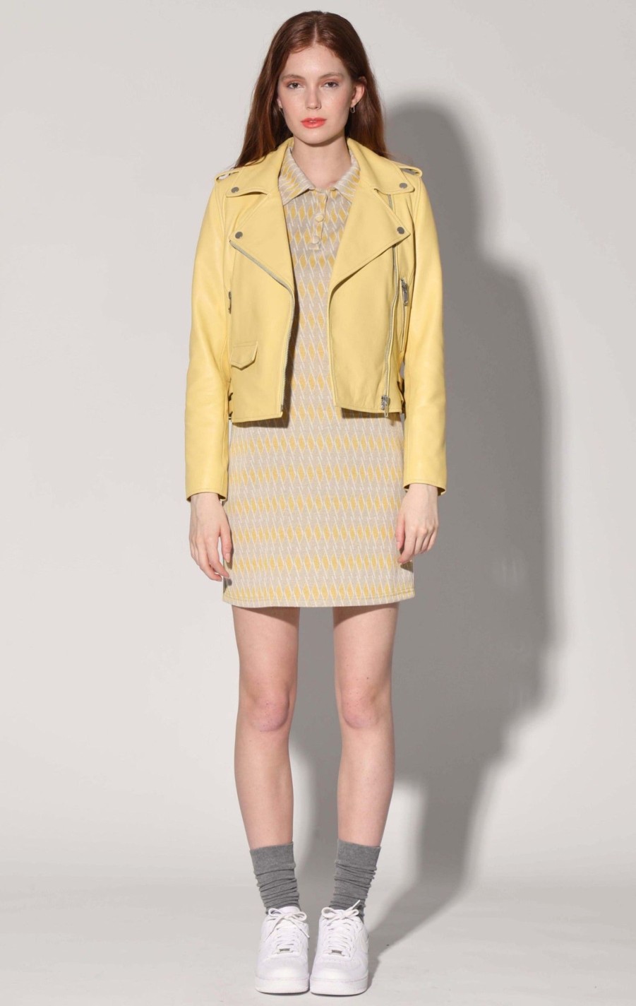 Walter Baker Liz Jacket, Pale Yellow-Leather | Jackets