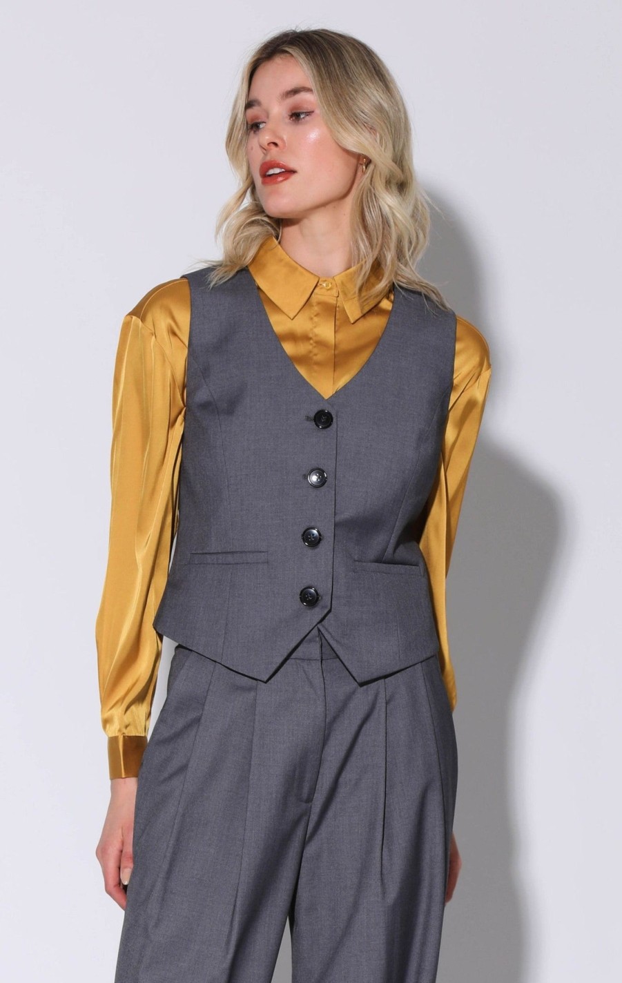 Walter Baker Luanna Vest, Grey | Tops