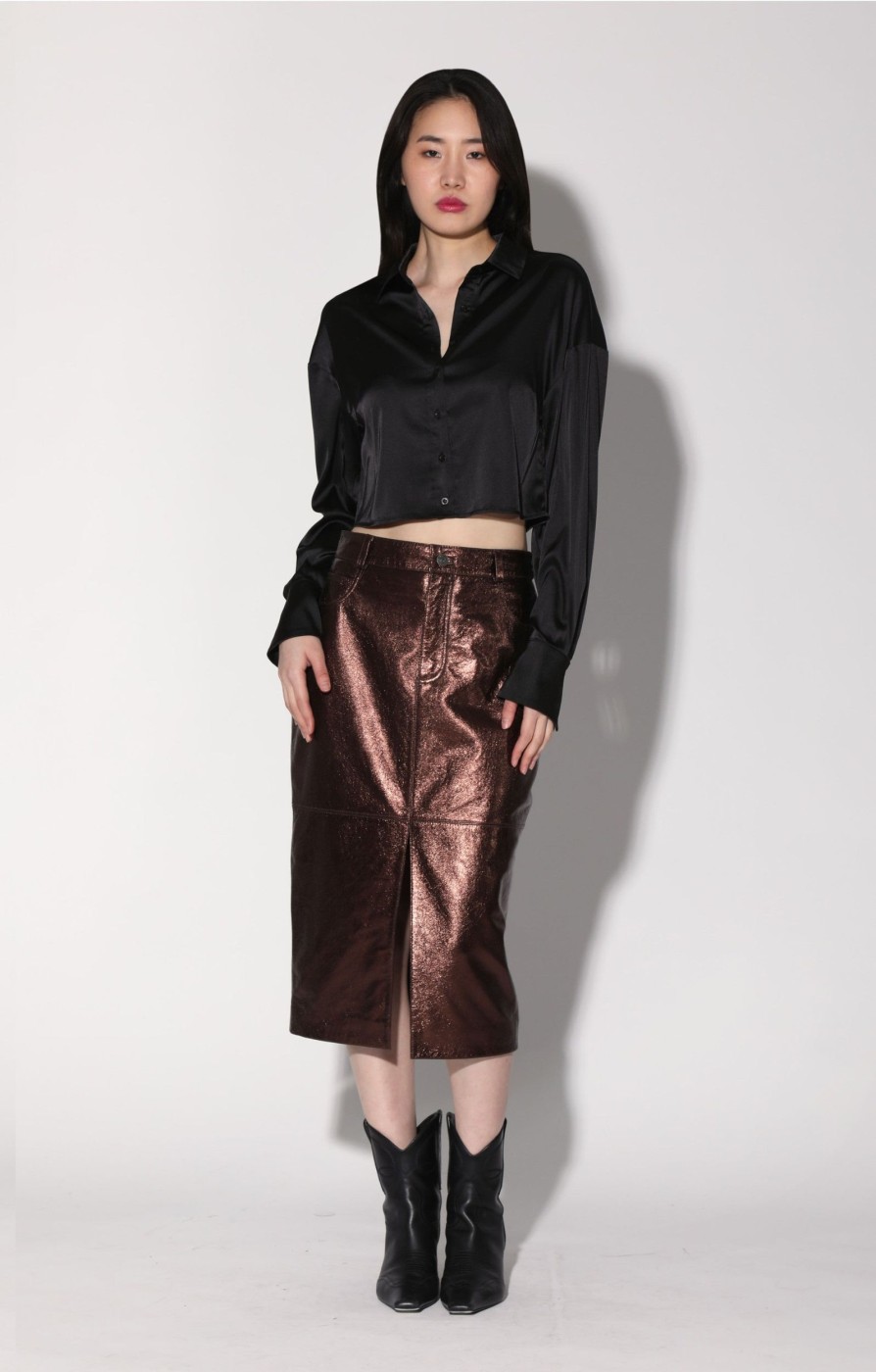 Walter Baker Glynice Skirt, Bronze Leather | Bottoms