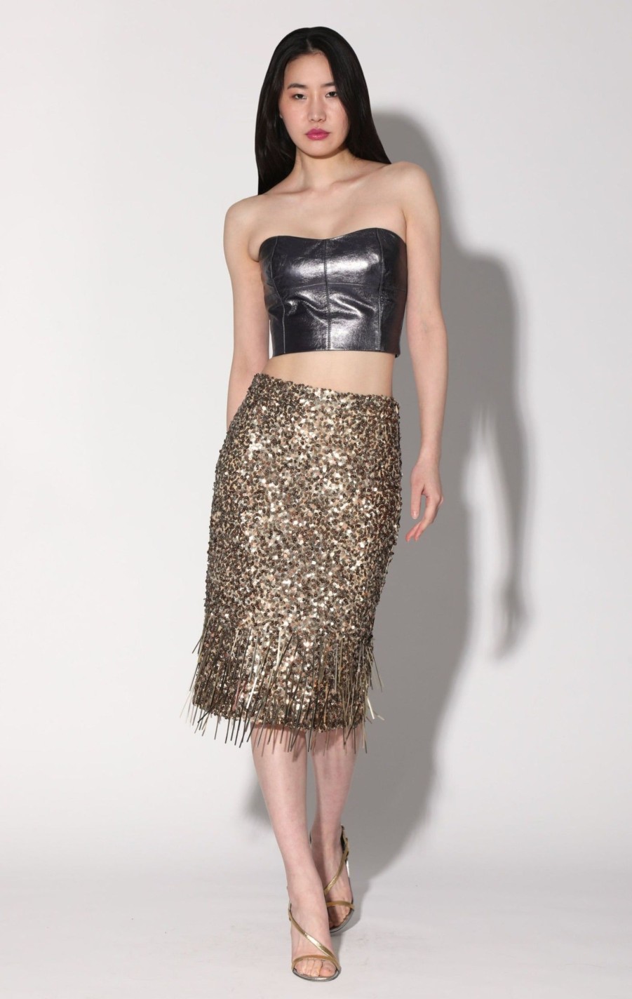 Walter Baker Trixie Skirt, Gold Beam Sequin | Bottoms