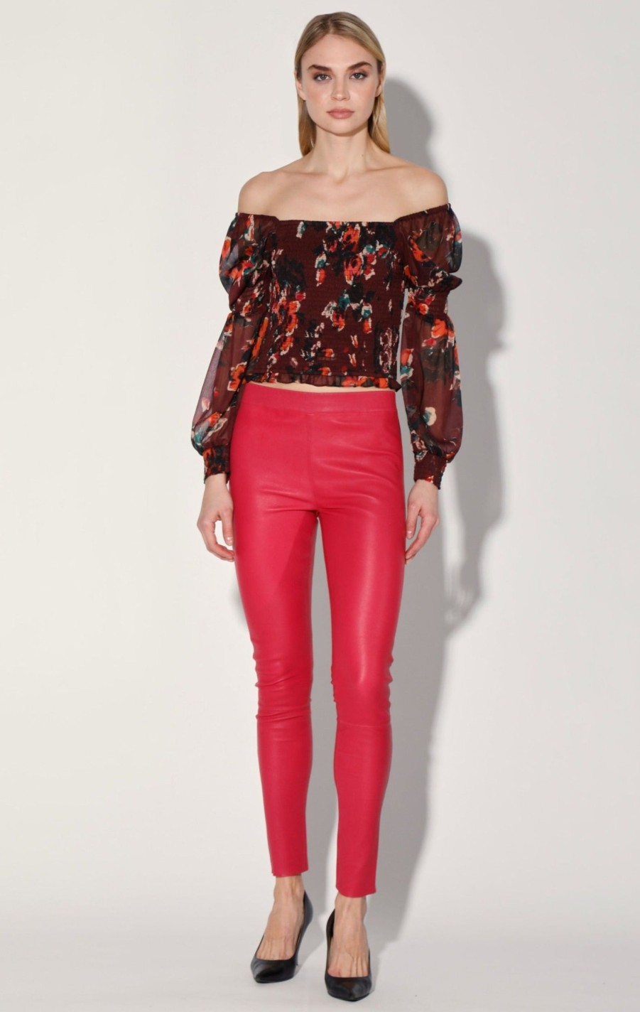 Walter Baker Roxanna Pant, Cerise-Stretch Leather | Bottoms