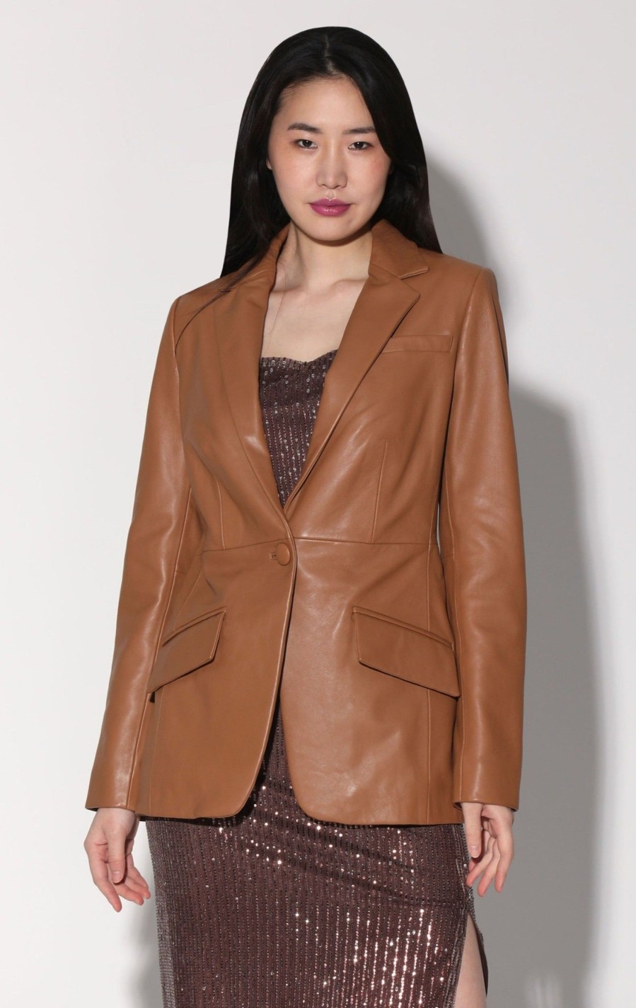 Walter Baker Mia Blazer, Camel-Leather | Leather