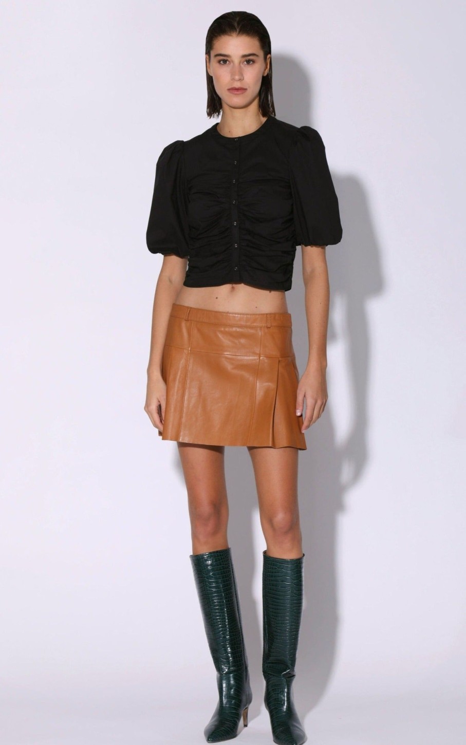 Walter Baker Izzie Skirt, Camel-Leather | Leather