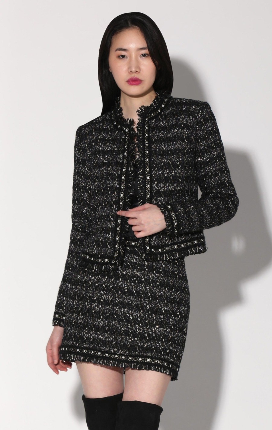 Walter Baker Carla Jacket, Tribeca Tweed Black Black | Jackets