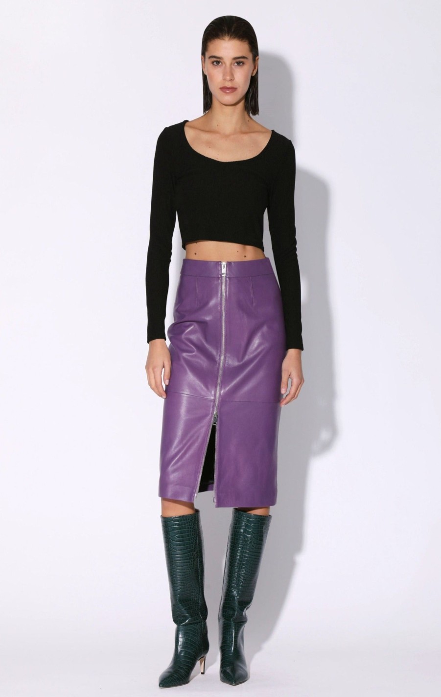 Walter Baker Galette Skirt, Amethyst-Leather | Bottoms