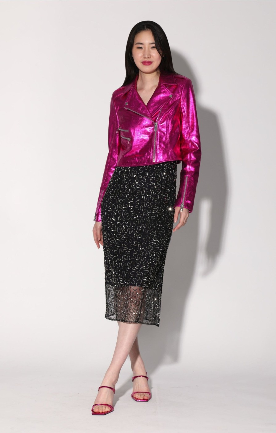 Walter Baker Jenny Jacket, Fuchsia Metallic-Leather | Jackets