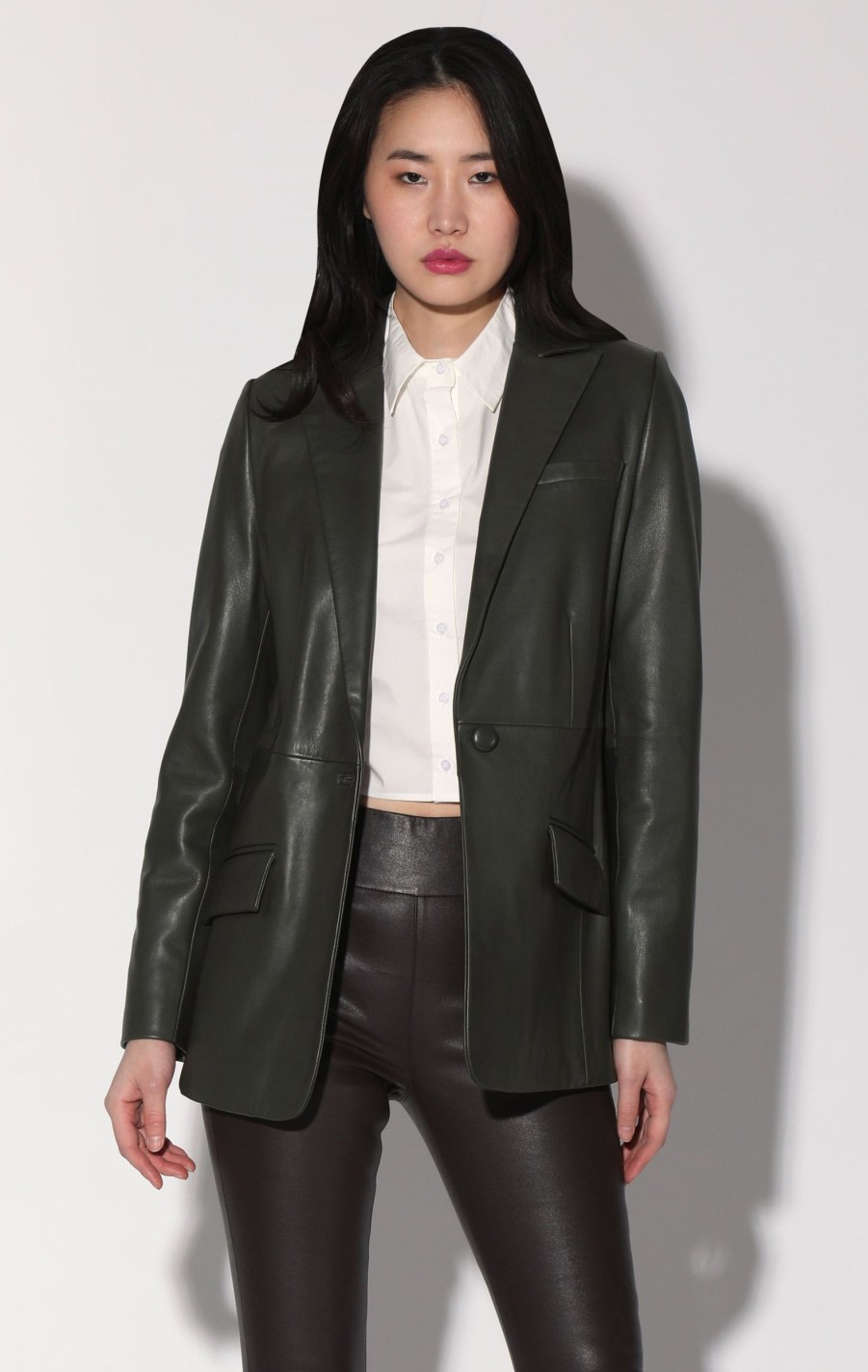 Walter Baker Mia Blazer, Basil-Leather | Leather