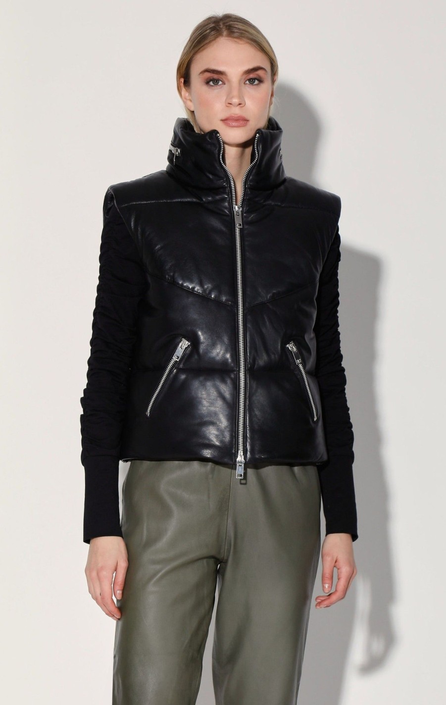 Walter Baker Landon Vest, Black-Puffer Leather | Jackets