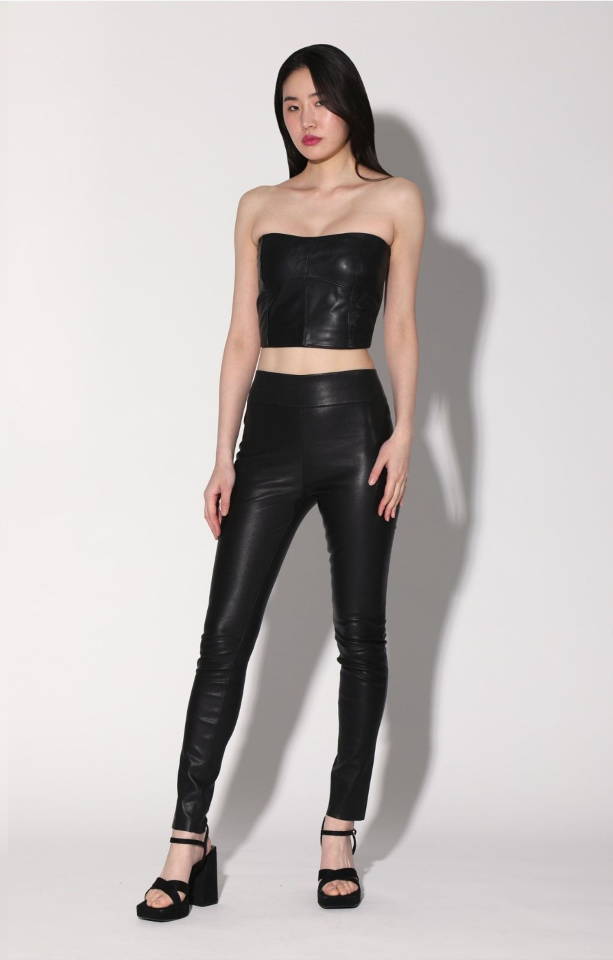 Walter Baker Raquelle Pant, Black-Stretch Leather | Leather