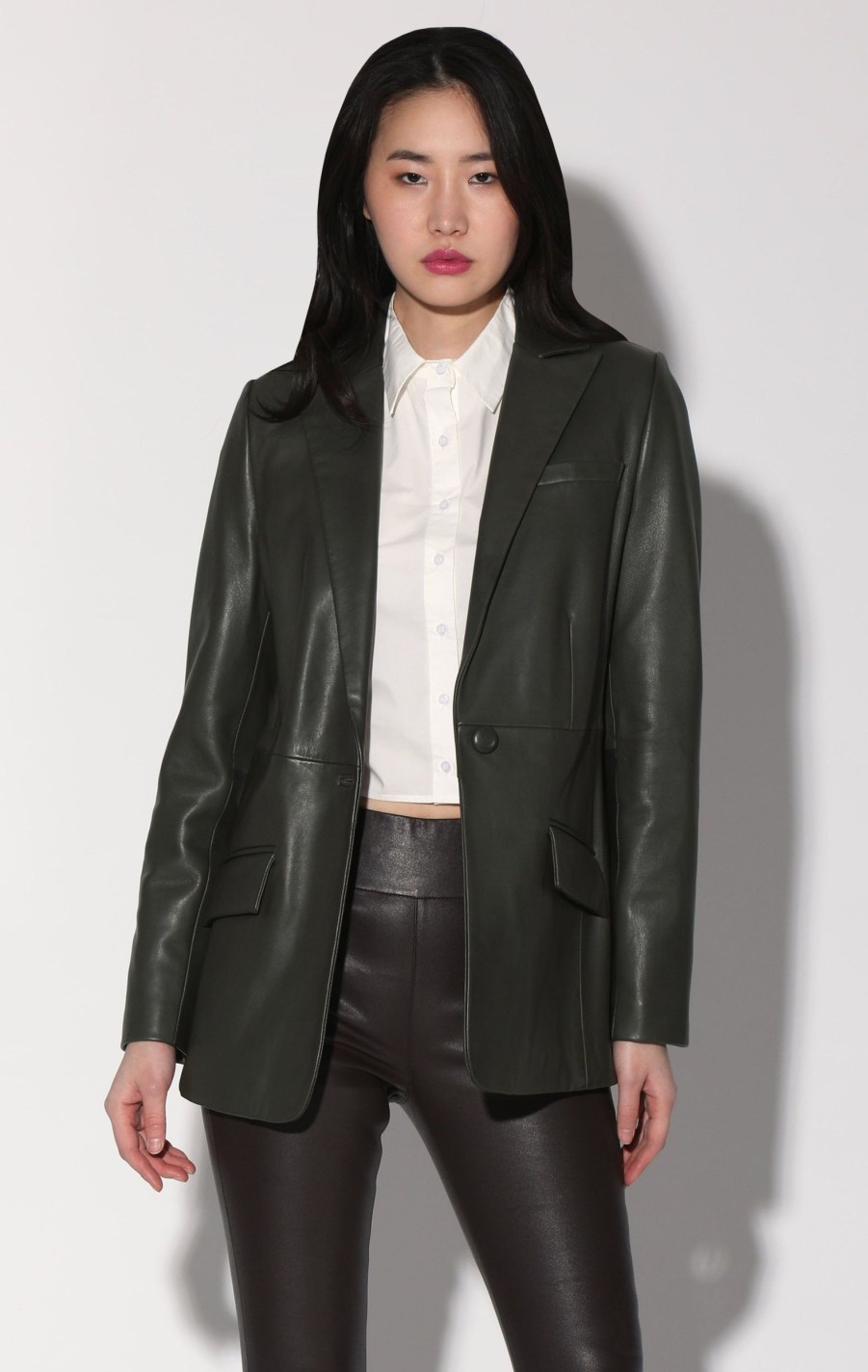 Walter Baker Mia Blazer, Basil-Leather | Jackets