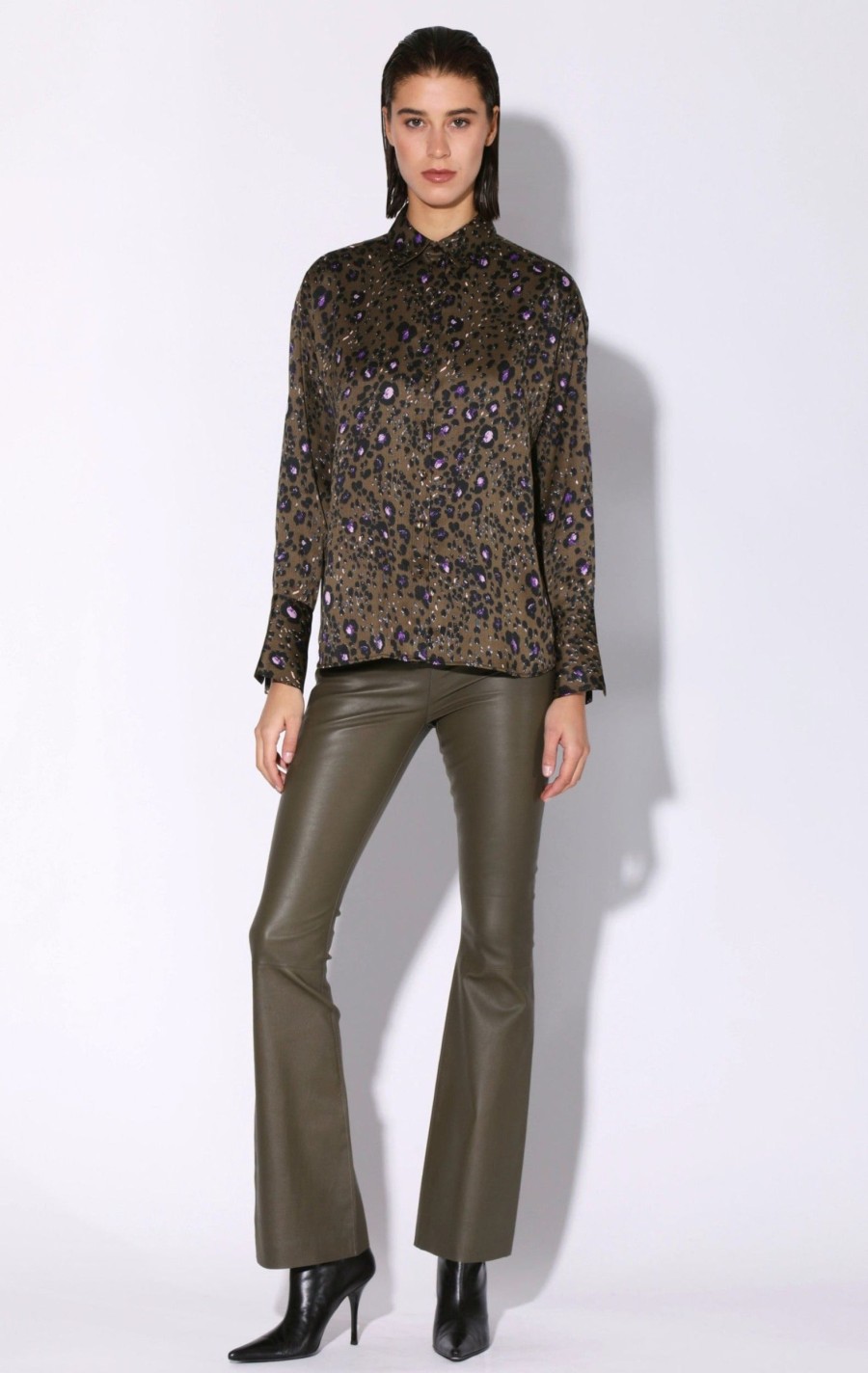 Walter Baker Delisse Top, Olive Leopard | Tops