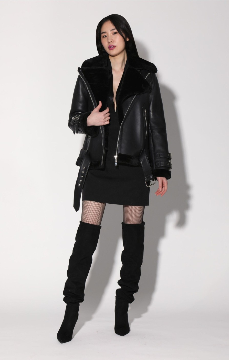 Walter Baker Whitney Jacket, Black Leather/ Black Fur-Leather | Jackets