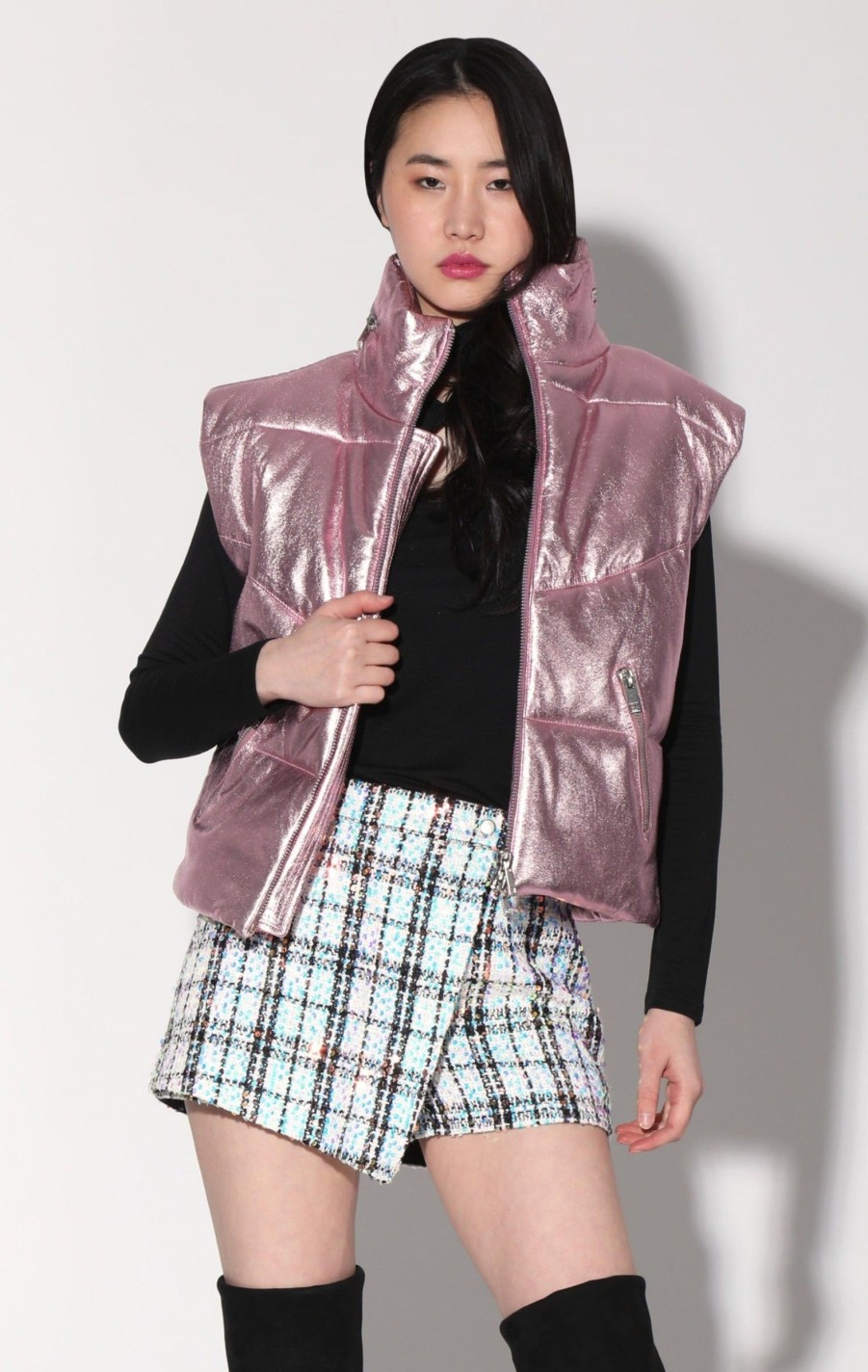 Walter Baker Landon Vest, Pink Frost Metallic-Leather | Jackets