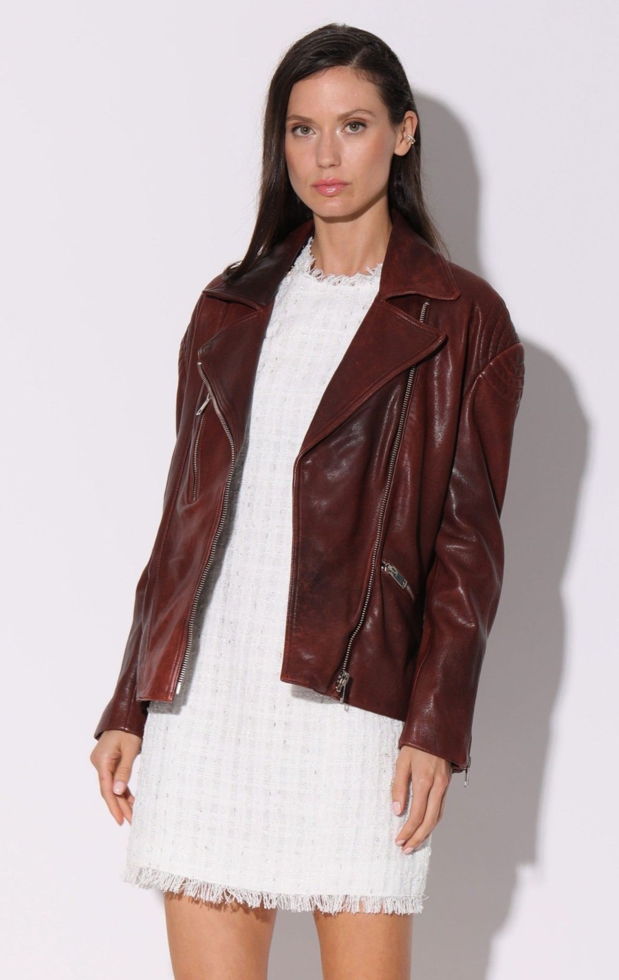 Walter Baker Alexa Jacket, Redwood-Leather | Jackets