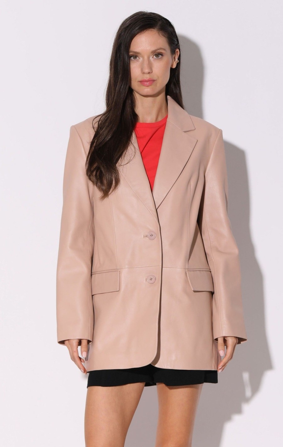 Walter Baker Kira Blazer, Rose Pink-Leather | Leather