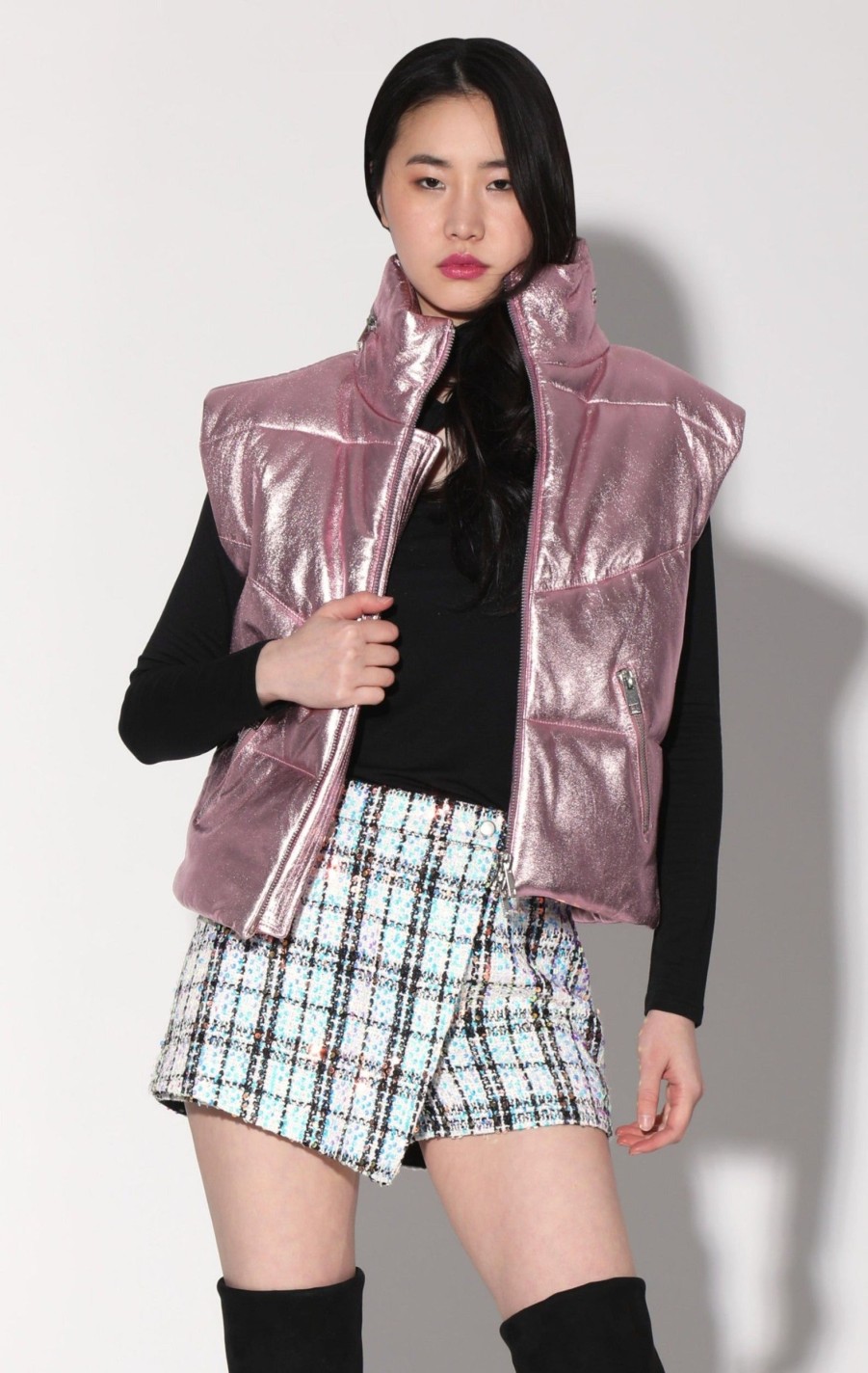 Walter Baker Landon Vest, Pink Frost Metallic-Leather | Leather