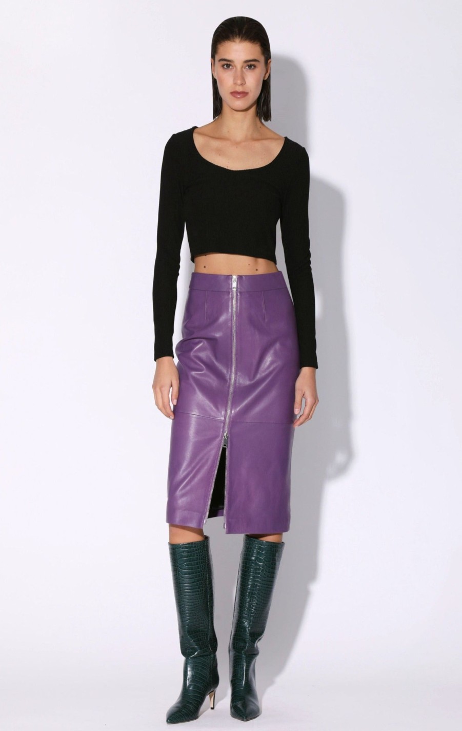 Walter Baker Galette Skirt, Amethyst-Leather | Leather