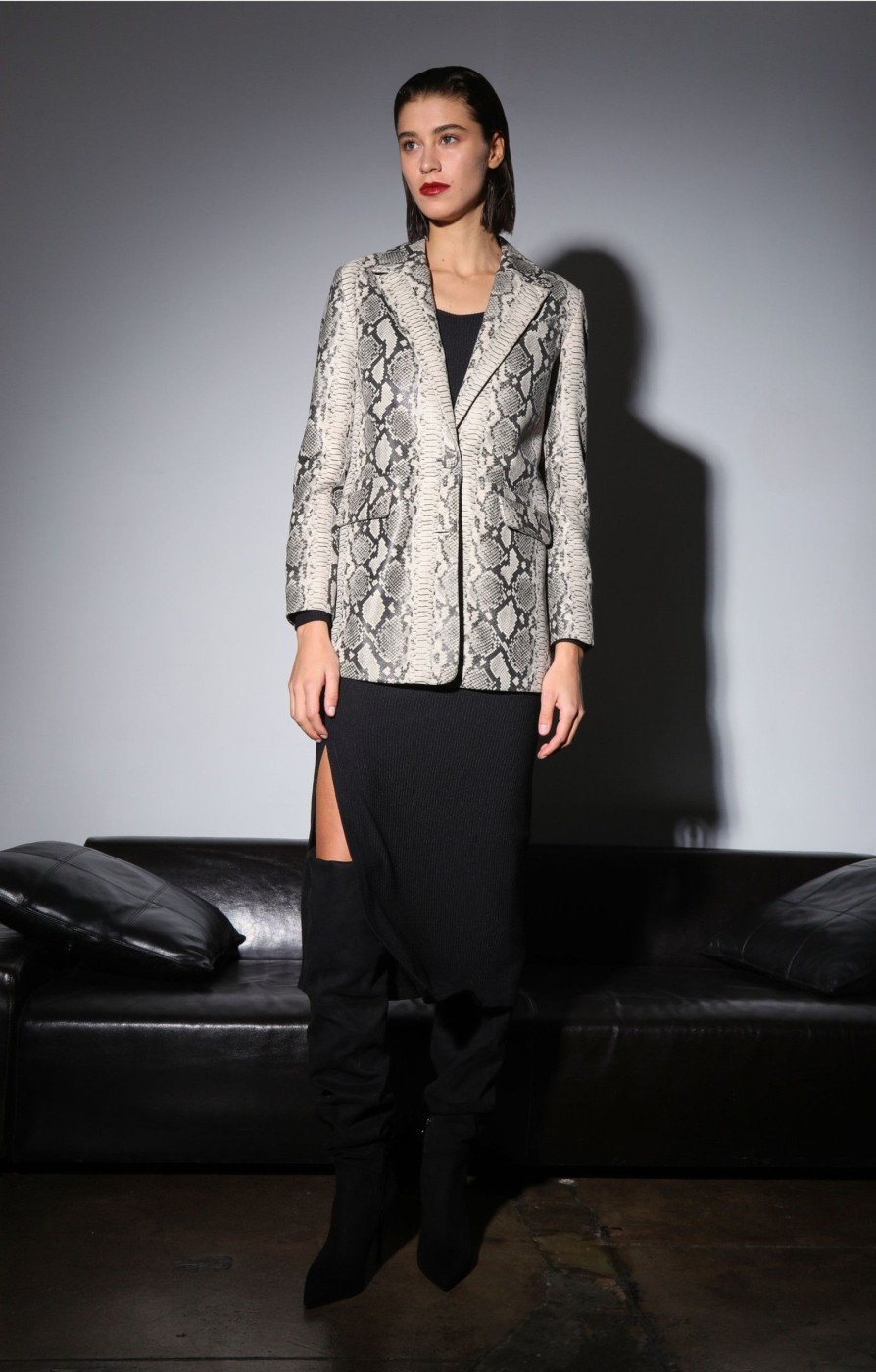 Walter Baker Kiki Blazer, Grey Snake-Leather | Jackets