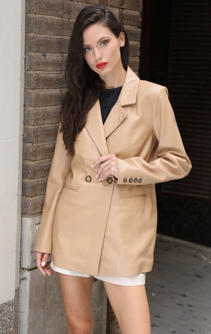 Walter Baker Misha Blazer, Latte-Leather | Jackets