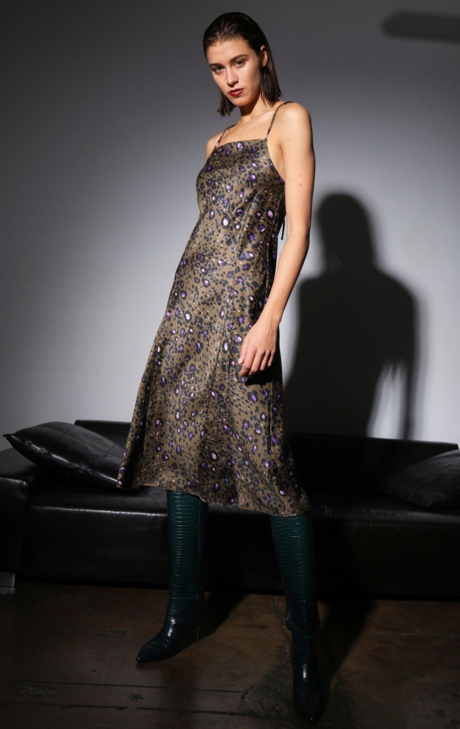 Walter Baker Darianne Dress, Olive Leopard | Dresses