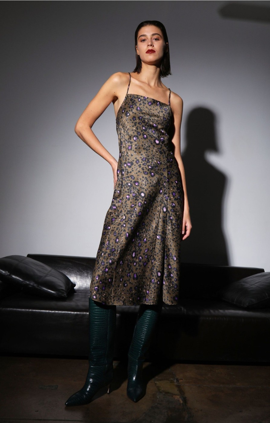 Walter Baker Darianne Dress, Olive Leopard | Dresses